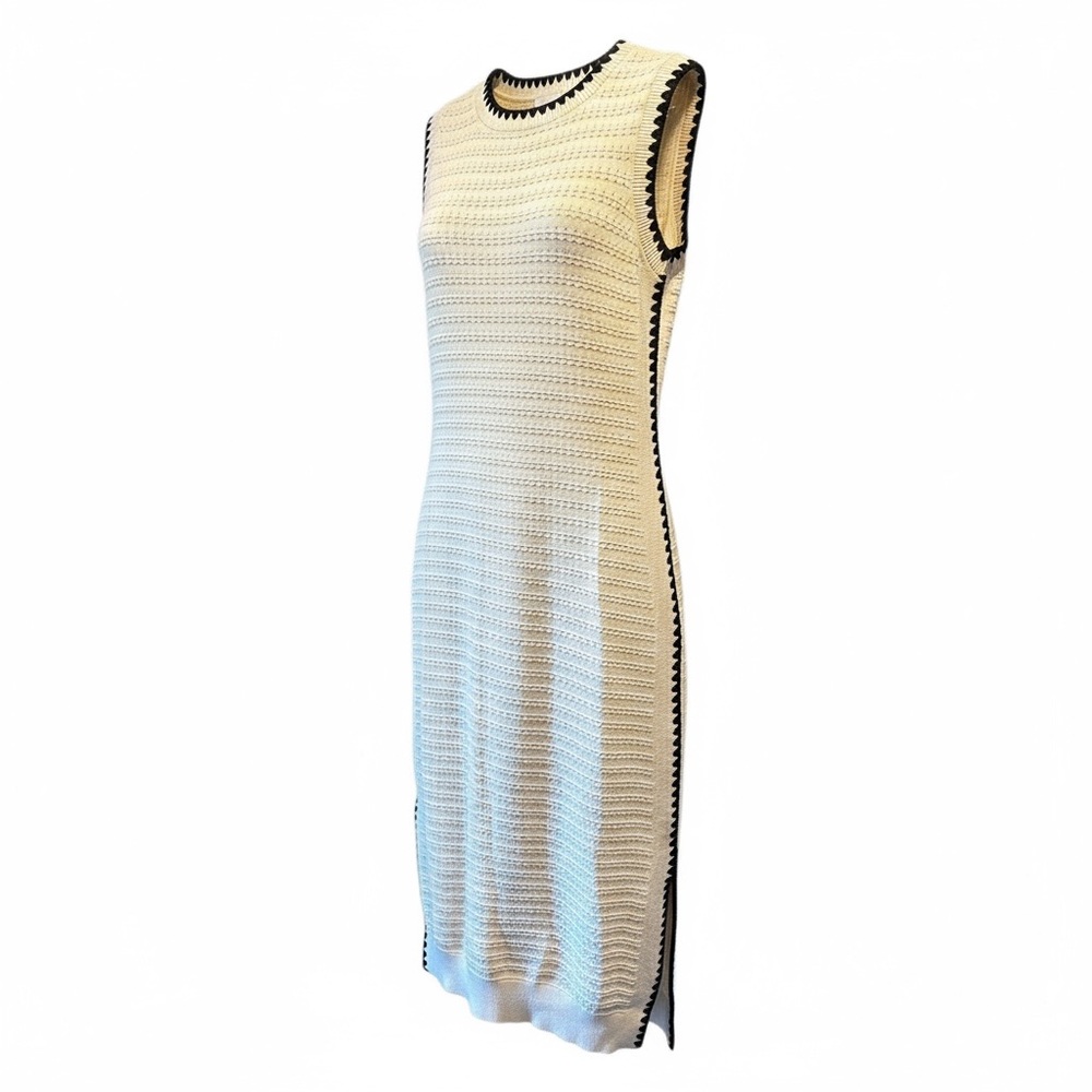Varley Dwight Tank Knit Midi Dress Birch Pointelle Cotton Sleeveless Small NWT - Picture 2 of 10